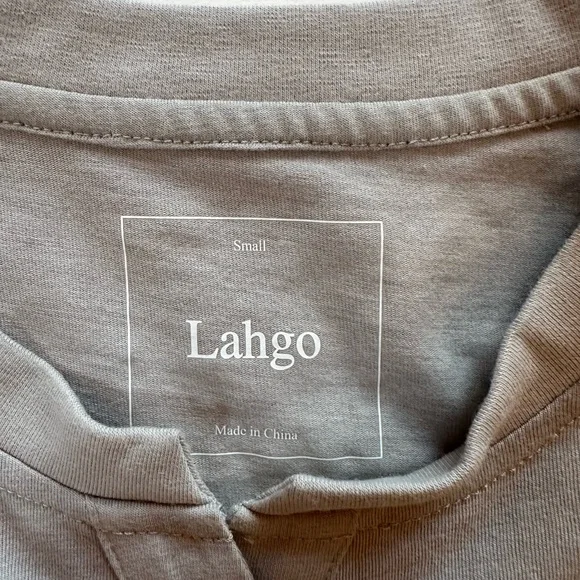 Lange by Lunya Restore gray long sleeve Henley Shirt Size Small NWOT
